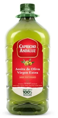 Capricho Andaluz | Aceite de Oliva Virgen Extra | Botella PET 5L, prensado en frío, origen español, bajo en carbohidratos, sin azúcar | Para dieta mediterránea