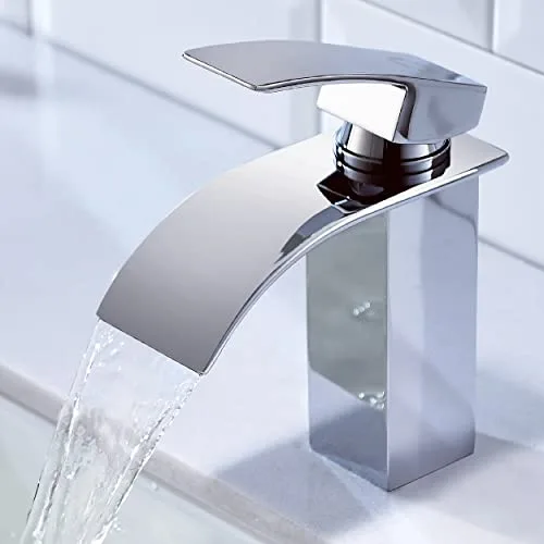 CECIPA Grifo Lavabo Cascada Baño con Altura de Salida de Agua 84 mm Grifo Cascada Monomando Lavabo en Acero inoxidable Mezclador Lavabo Ajustable de Agua Caliente y Frío