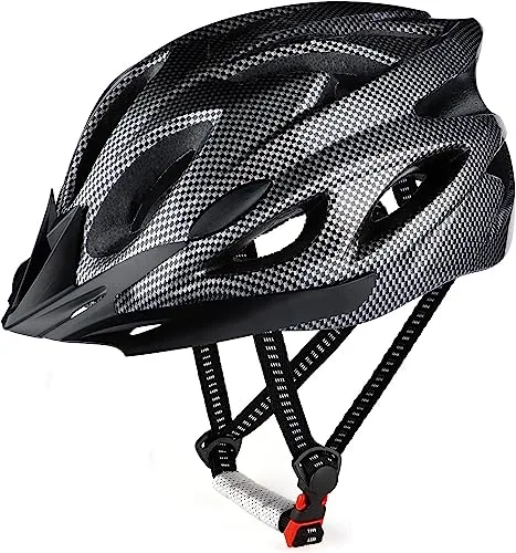 RaMokey Casco de Biciclet Adulto, Ajustable Casco de Bicicleta para Mujeres y Hombres, Ultraligero Casco de Ciclismo Montaña con Forro y Visera Extraíble(Tamaño 58-62 cm) (Black)