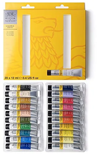 Winsor & Newton acrílico Galeria - Set de iniciación a la pintura acrílica, 20 colores de 12 ml