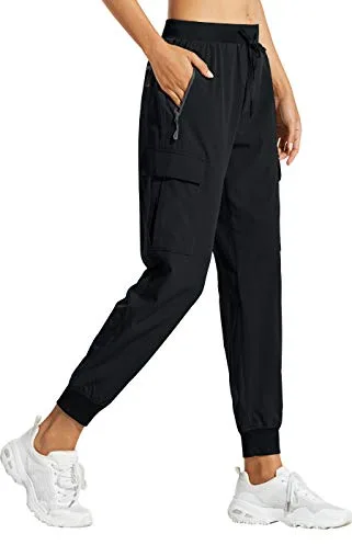 Libin Pantalones Trekking Mujer Pantalón de Cargo Joggers Ligero Secado Rápido Senderismo Pantalones de Montaña Deportivos Entrenamien Casual al Aire Libre, Negro L