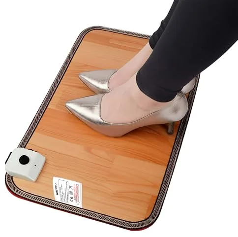 MEIRRAI Calienta Pies Electrico, Calentador de Pies Temperatura Ajustable,Interruptor de Pie Alfombrilla Suelo Térmica Eléctrica para Oficina en Hogar