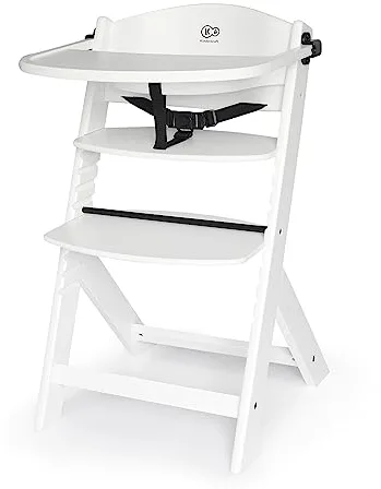 kk Kinderkraft Trona Bebé de Madera ENOCK, Evolutiva Silla Alta, Ergonómica, Regulable, Blanco completo