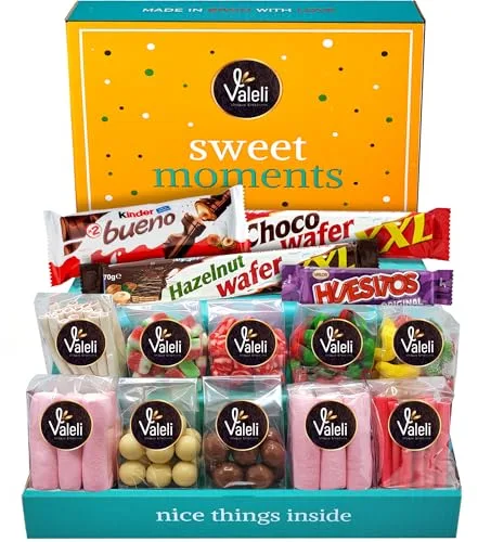 Valeli, Chocolates y Golosinas Cesta dulces y chocolatinas, Caja Regalo Original: Cumpleaños - 1 kg paquetes, bolsas