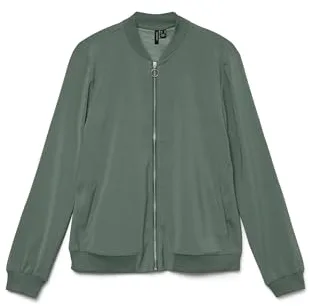 VERO MODA Mujer Chaqueta Blouson Fly Away Cuello Cremallera Chaqueta Ligera Versátil, Color:Verde-2, Talla:XL