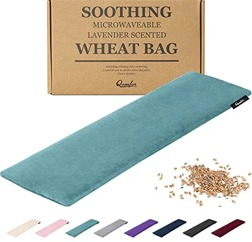 Saco térmico de semillas - Bolsa de Semillas Grande para Microondas - Bolsa de Semillas y Lavanda con Funda de Vellón Suave para el Alivio del Dolor - Bolsas de Semillas Reutilizables (Verde/Azul)