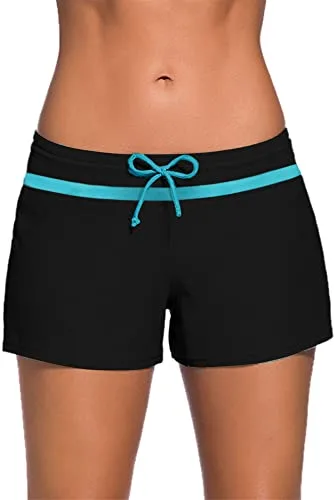 Kfnire Shorts de Natación Mujer Shorts de Baño Secado Rápido Estilo Boyleg División Lateral Playa Surf Essential Bikini Short Deportes Acuáticos Pantalones Cortos de Protección UV