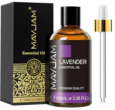 MAYJAM Aceite Esencial de Lavanda 100ml, Aceite de Lavanda para Difusor, Humidificador, Bricolaje, Hogar, Accesorios