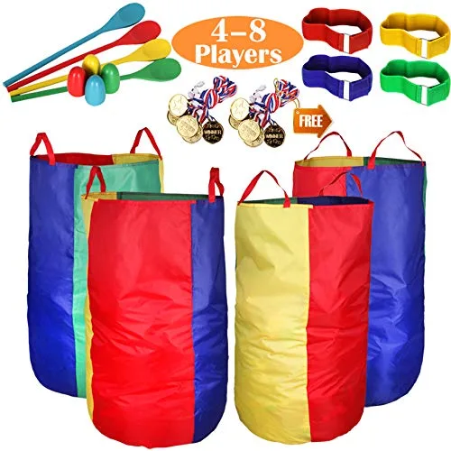 Juegos Exterior Niños, Juegos de Carreras de Sacos, Arrera de Huevos, Bandas de Carrera de 3 Patas, Juegos de Fiesta de Cumpleaños para Niños Adultos Familia, Juegos de Lanzamiento para Fiestas