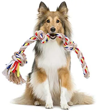 Nobleza - Cuerda de Juguete para Perros Algodón, Beneficiosa para la Salud Mental del Perro, la Salud Dental y la Limpieza de los Dientes, Tipo de Perros, Beige y Marrón (53cm)