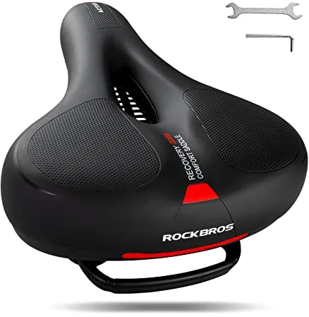 ROCKBROS Sillín Bicicleta Cómodo, Asiento para Hombre Mujer Antiprostático Transpirable Cojín Ergonómico para Bicicleta de Montaña, Carretera, Urbana, 26 x 22 cm