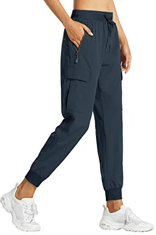 Libin Pantalones Trekking Mujer Pantalón de Cargo Joggers Ligero Secado Rápido Senderismo Pantalones de Montaña Deportivos Entrenamien Casual al Aire Libre, Azul Marino S