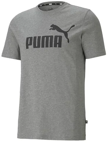 Puma Ess Logo Tee Camiseta de Deporte, Medium Gray Heather, L Hombre