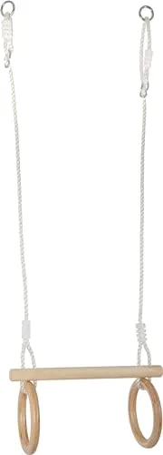 11909 Trapecio con Anillos de Gimnasia, Small Foot, Madera, fijación en Columpio o en trampolín, a Partir de 3 años.