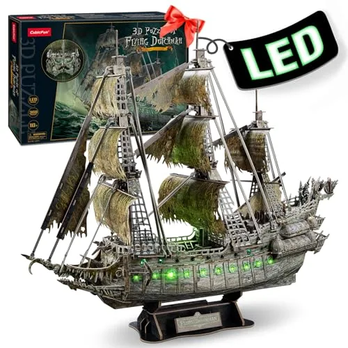 CubicFun Puzzle 3D LED Holandés Errante Maquetas Barco Pirata Maquetas para Construir Regalos Originales para Adultos Niños 14+, 360 Piezas