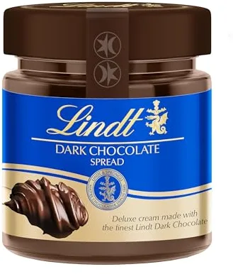 Lindt Crema de cacao Fondente, crema de untar, chocolate negro, repostería, postres, coberturas, fondues, rellenos, toppings, sin gluten, sin aceite de palma, 200g