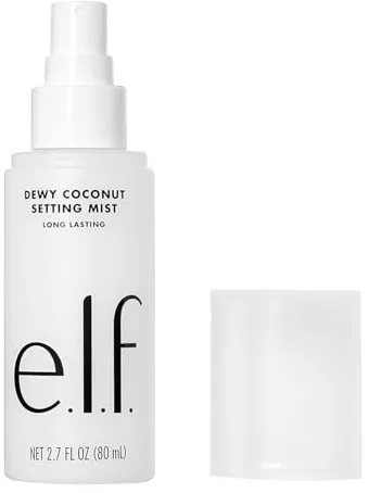 e.l.f. Spray fijador de coco Dewy, spray fijador de maquillaje, hidrata y acondiciona la piel, 80 ml
