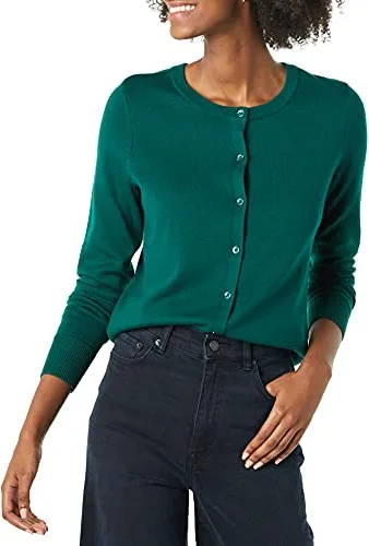 Amazon Essentials Jersey Cárdigan de Cuello a La Caja Ligero (Disponible en Tallas Grandes) Mujer, Verde Oscuro, XL