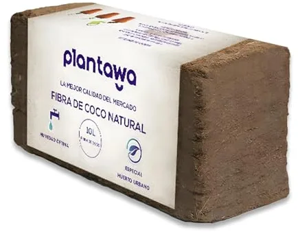 PLANTAWA Fibra de Coco 10L, Bloque de Sustrato de Coco, Fibra de Coco Natural, Tierra para Plantas Uso Huerto Urbano Terrario Plantas Exterior Turba para macetas
