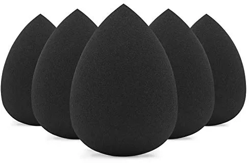 BEAKEY 5 Esponjas de Maquillaje de Color Negro, Esponja de Mezcla, Perfecta Para Líquidos, Crema y Polvo, Sin Látex y Veganas