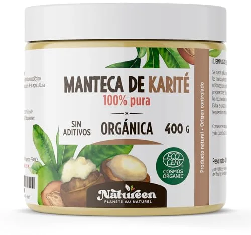 Manteca de Karité Ecológica 400 g - 100% Vegetal - Sin aditivos - Sin Refinar - para Cuerpo - Cara - Piel - Pelo- Uñas - Cabello
