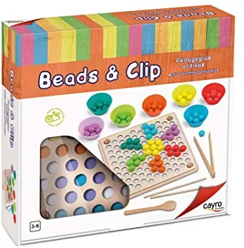 Cayro - Beads & Clip - Juego Bolas Montessori - + de 3 Años - Juego Educativo de Madera - Realiza Formas con Las Bolas de Colores - Mejora la Habilidad Motriz - Aprenden Mientras Juegan
