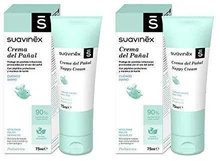 Suavinex Pack 2 x Crema Pañal para Bebés, Protege de Irritaciones Y Rojeces, Apta para Pieles Sensibles, 90% Ingredientes de Origen Natural, Verde, 2 x 75 Mililitros