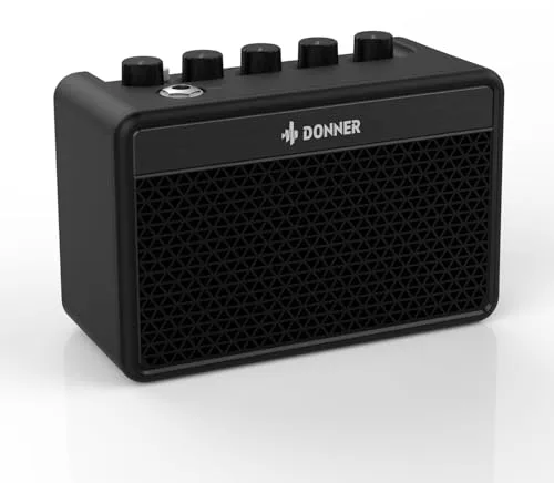 Donner 5W Amplificador de Guitarra Eléctrica, Mini Amplificador de Guitarra Recargable, Guitarra Amp Portátil Sonido Retro Británico, Sonido Limpio, Overdrive Caliente, Distorsión Salvaje (DA-10)