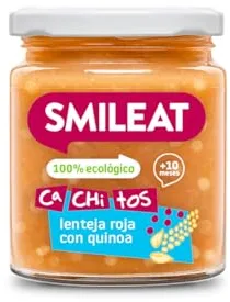 Smileat - Tarrito de Ca-Chi-Tos de Lenteja Roja con Quinoa - Ecológico, Sin Azúcar Añadido, Sin Sal, Sin Gluten, Sin Leche, Sin Huevos - Ideal para peques a Partir de 10 Meses - 230g