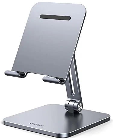 UGREEN Soporte Tablet Mesa, Stand Plegable para Móvil de Aluminio hasta 12,9" Compatible con iPad/Galaxy Tab/MediaPad/iPhone 14/13 Gris