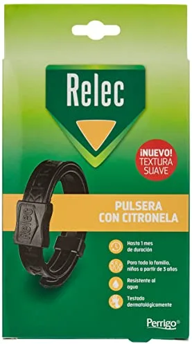 Relec Pulsera Citronela Antimosquitos Negra, Repelente de Mosquitos Para Toda la Familia, Eficaz Contra El Mosquito Tigre, Eficacia y Protección Contra las Picaduras de Mosquitos en Zonas Templadas