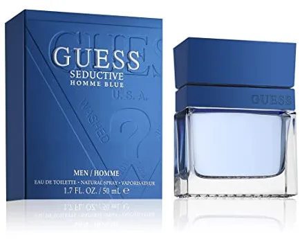 GUESS Seductive Blue, Eau de Toilette para Hombre, Perfume Oriental Amaderado, Fragancia Fresca y Especiada, Larga Duración, 50 ml