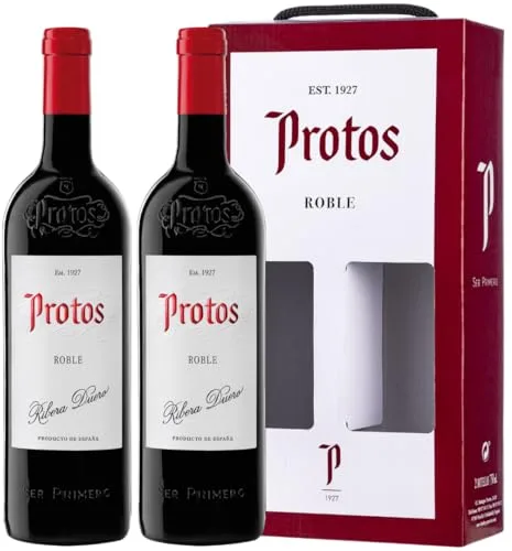 Protos Roble, Tempranillo, Estuche Vino Tinto, Ribera del Duero, 2 botellas 75cl, El embalaje puede variar