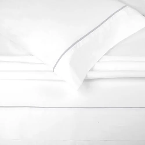 Burrito Blanco | Juego de Sábanas | Mezcla de Algodón | Cama Individual de 135 cm(+Medidas Disponibles) |3 Piezas (Encimera, Funda de Almohada y Sábana Bajera) | Color Blanco/Gris 241 (135x190/200cm)