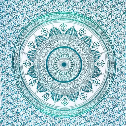 MOMOMUS Toalla de Playa Grande Antiarena - En Diseño Mandala - Ideal como Manta, Pareo y Toalla Grande para la Playa XXL, Espaciosa y Repelente a la Arena - Turquesa, 210x230 cm