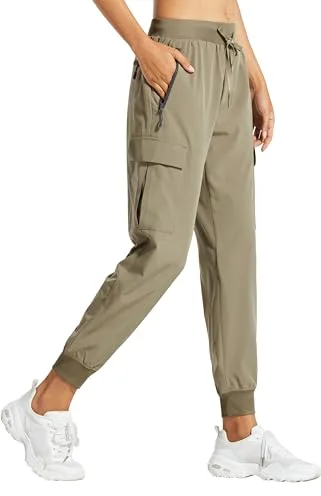 Libin Pantalones Trekking Mujer Pantalón de Cargo Joggers Ligero Secado Rápido Senderismo Pantalones de Montaña Deportivos Entrenamien Casual al Aire Libre, Caqui S