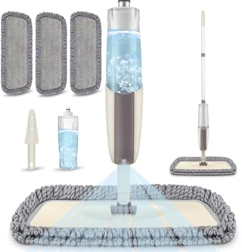 Fregona Mopa con Pulverizador, MEXERRIS Mopas de Limpieza Suelos Microfibra Mopa Spray Mop 410ml para el Hogar, Cocina, Azulejos, Madera Dura, Madera, Cerámica, Laminado