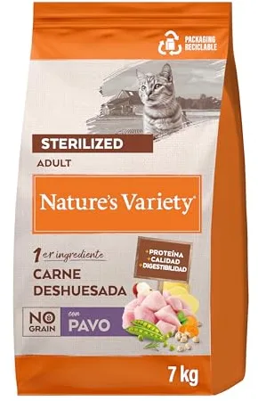 Nature's Variety No Grain Pienso para Gatos Esterilizados con Pavo - 7kg