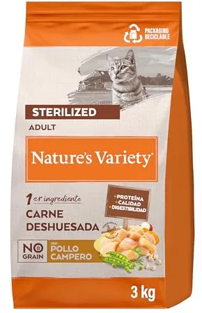 Nature's Variety No Grain Pienso para Gatos Esterilizados con Pollo - 3kg