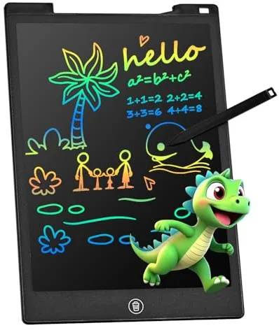 Tableta Escritura LCD Color,12'' Tablet Escritura Pantalla Colorido Pizarra Magnetica Infantil Cuaderno Digital Gráfica Pizarra Dibujo Niños Adecuada Juguete Educativo Regalo para el Hogar Oficina