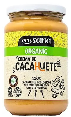 Drasanvi ECOSANA CREMA DE CACAHUETE CERTIFICADO BIO by - Fuente de proteínas - Alto contenido en fibra - 100% cacahuetes ecológicos - VEGANO - SIN GLUTEN - 350g