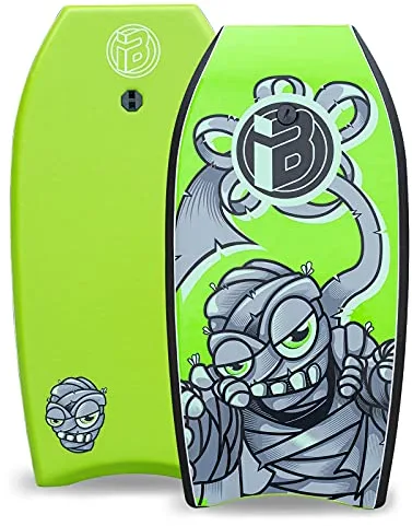 iBOARD Body Board,41" Pulgadas Verde Ligero Bodyboard con Cubierta EPS, Correa Premium y Correa de muñeca para niños y Adultos