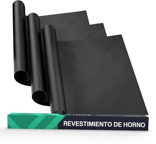 Hoja de Revestimiento de Horno (Paquete de 3) - Protectores de Horno Resistentes antiadherentes Reutilizables Grandes de 50x40 cm para la Parte Inferior de los hornos