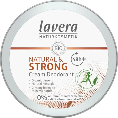 lavera, Crema desodorante natural fuerte vegana cosmética natural ginseng orgánico minerales naturales sin aluminio 48 horas desodorante protección 50 ml, 1 unidad