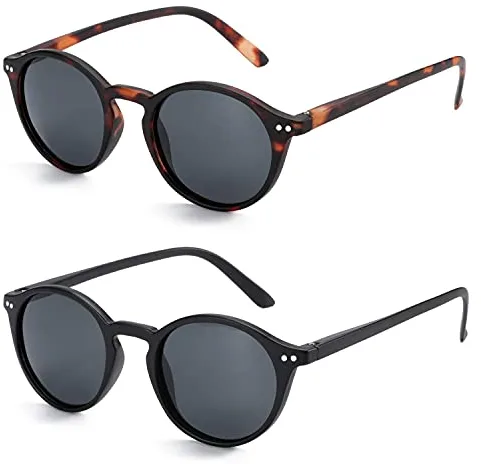 ZENOTTIC 2 Pares Gafas De Sol Polarizadas para Mujer Hombre Retro Redondas Cuadradas Protección UV400 Unisex Gafas de Sol
