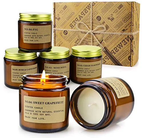 Juego de Velas Perfumadas de de Aromaterapia, 6 PCS, Velas Aromaticas de Cera de Soja, Regalos Originales para Mujer, Adecuadas para Dormitorio, Cumpleaños, Navidad Día de San Valentín Regalos