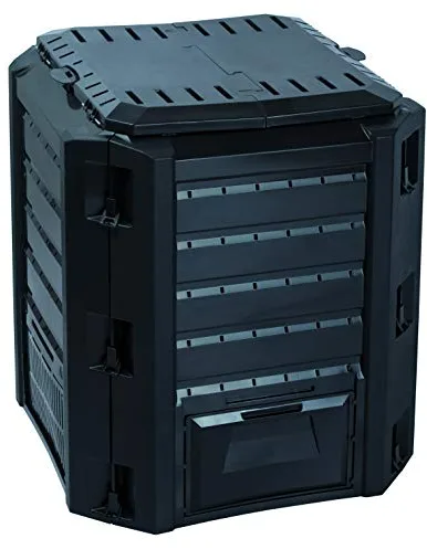 KG KITGARDEN - Compostador de Jardín con Capacidad de 380L, Eco Friendly, 82.6x71.9x71.9cm, Negro