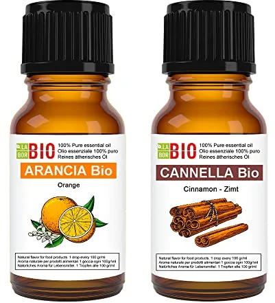 Set Naranja y Canela Bio Aceite Esencial 100% Puro - Uso Alimentario Terapeutico Cosmetico Aromaterapia - Laborbio