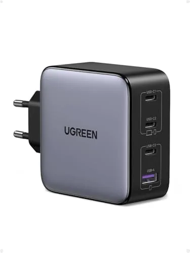 UGREEN Nexode Cargador USB C 100 W, Carga Rápida Multidispositivo con 4 Puertos, Compatible con Samsung Galaxy S25/S24/S23,iPhone 17 Pro MAX Air/16/15/14/13, MacBook Pro/Air, iPad y Steam Deck