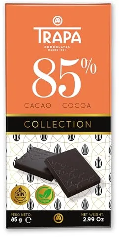 TRAPA COLLECTION | Chocolate Negro 85% Cacao | Tableta 85 g | Sin Gluten